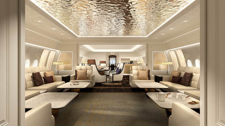 Computer rendering of opulent BBJ 777X lounge area