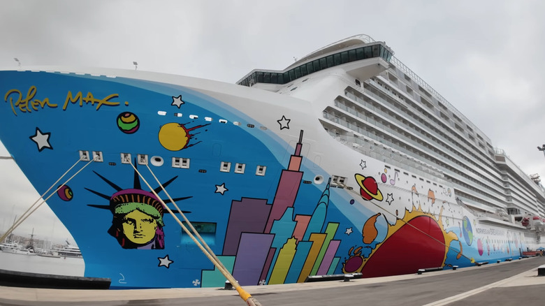 Norwegian Breakaway cruise ship seen from the front
