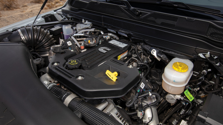 Diesel engine of a Ram 2500 with CCV filter shown
