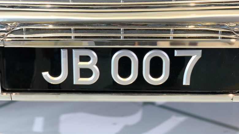 James Bond 007 car license plate inside the International Spy Museum in downtown Washington DC