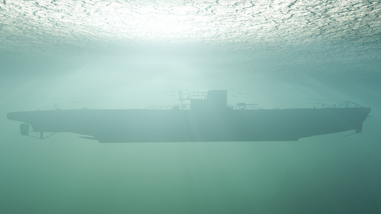 Submarine submerged in water