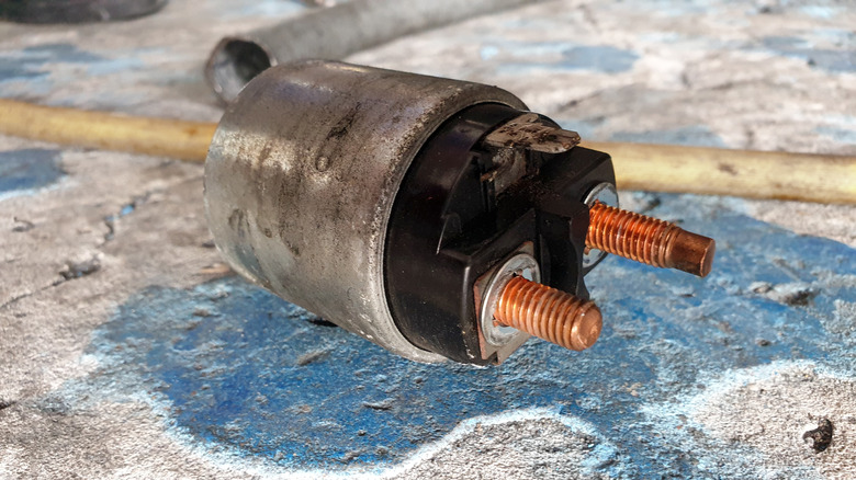 old car starter solenoid removed