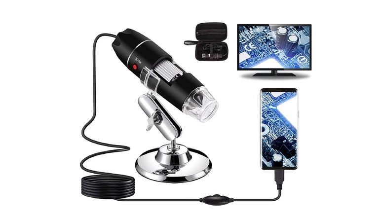 USB microscope connected to phone