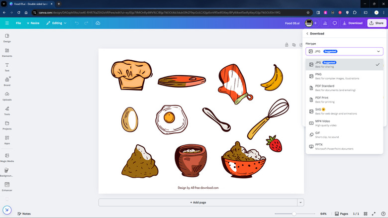 Using Canva to convert AI file to image formats