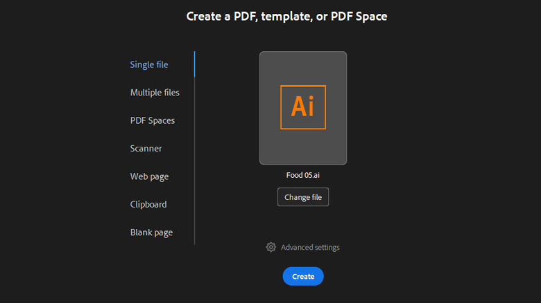 Using Adobe Acrobat to convert AI file to PDF
