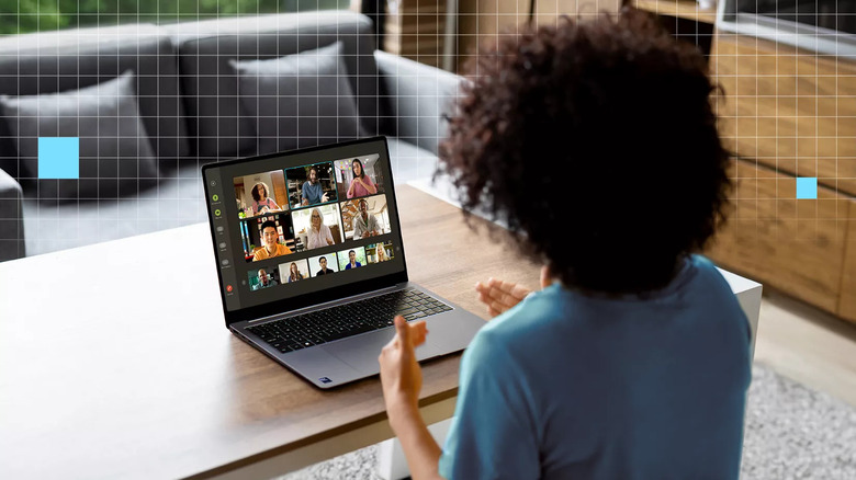 Person using video calling application on laptop