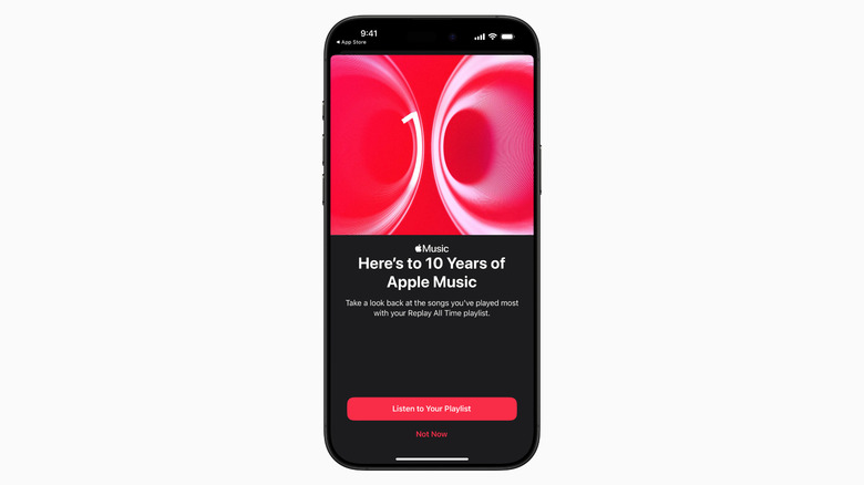 An iPhone showing the Replay All Time playlist on the Apple Music app.
