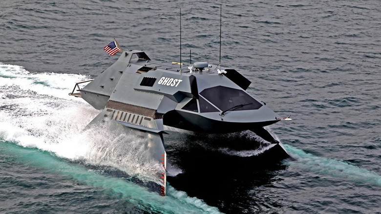 The General Dynamics GHOST Small Unmanned Vessel on water