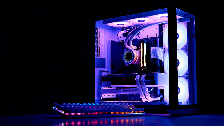 Gaming PC illuminated by LEDs