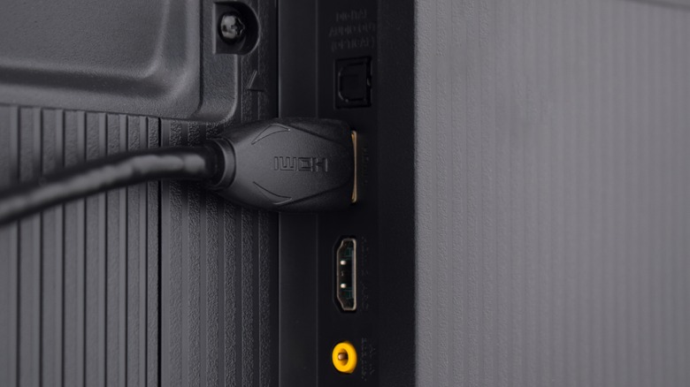HDMI cable plugged into TV's HDMI port