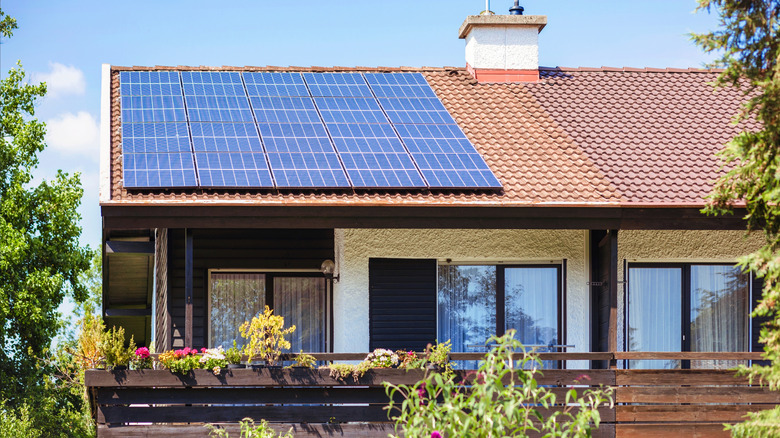 A beautiful house with solar panels