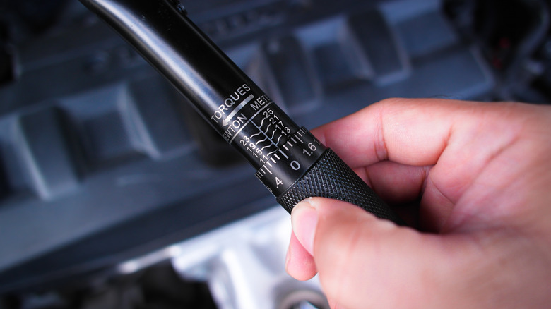 close up of torque wrench adjuster