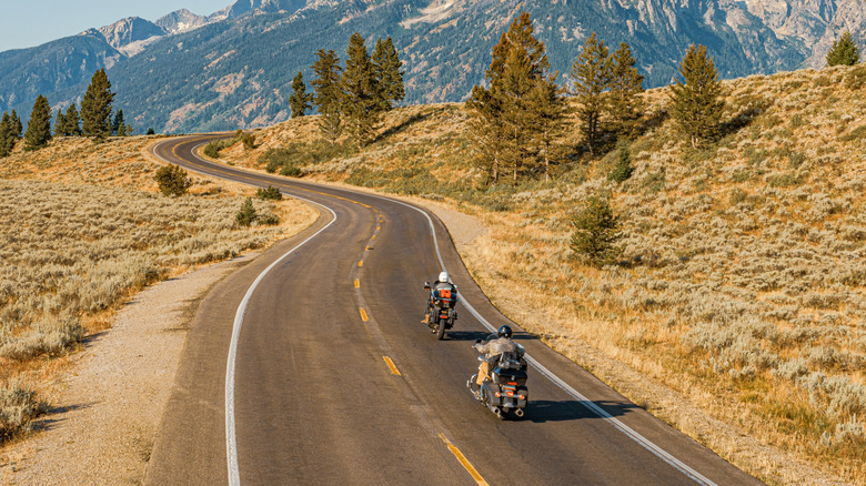 Motorcycles riding on highway