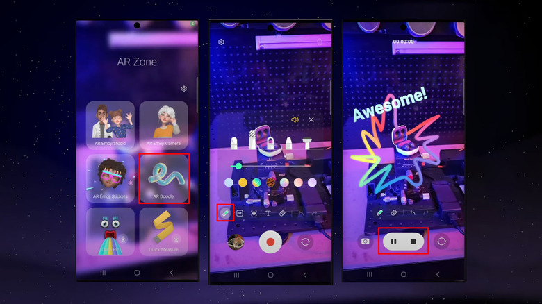 AR Doodle inside of AR Zone on Samsung phone