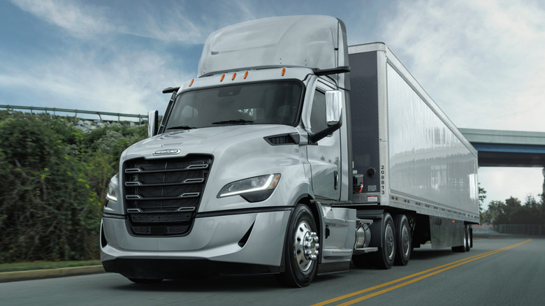 Freightliner Cascadia towing a trailer