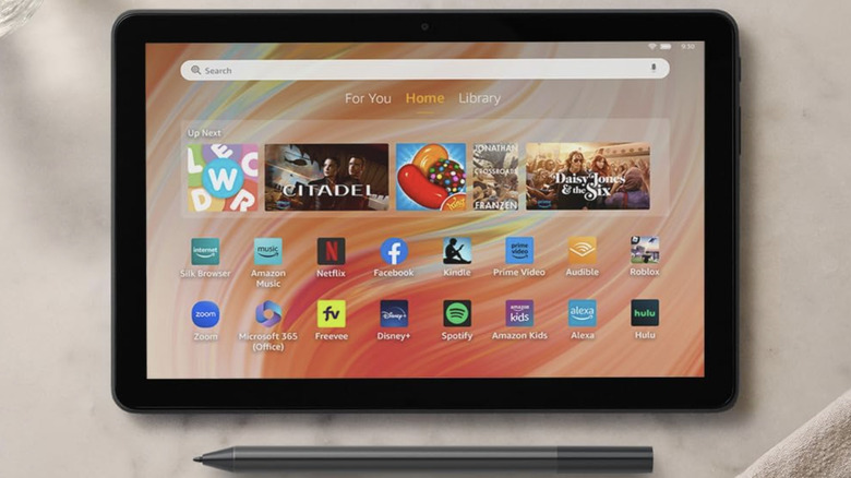 The Amazon Fire HD 10 tablet with the Amazon Stylus Pen
