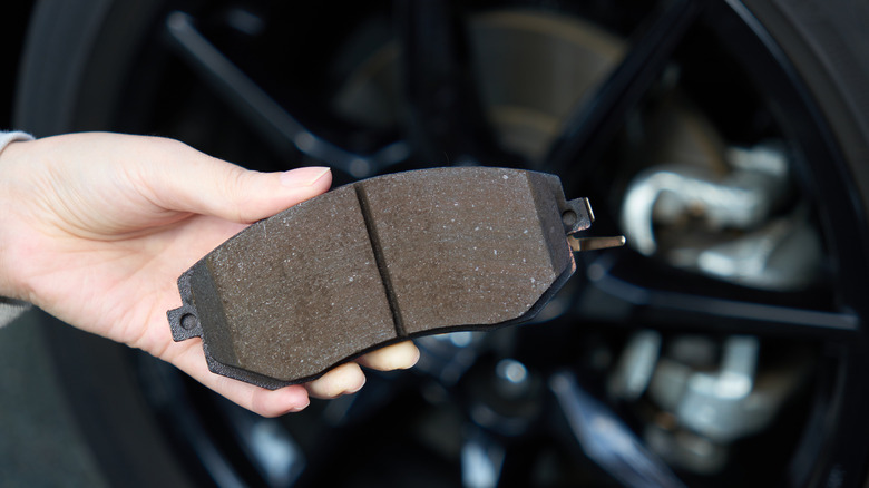 Brake pad with clip visible