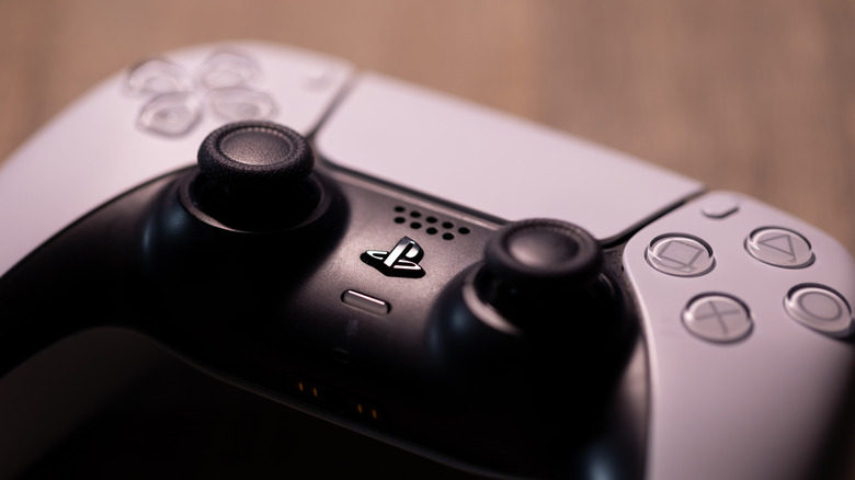 A PS5 controller on a table