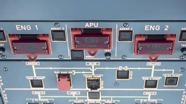 Airplane switchboard showing APU slot