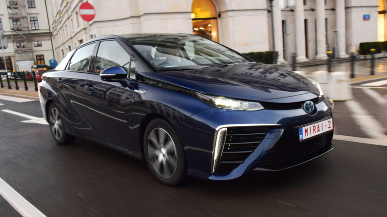 Toyota Mirai driving on the street