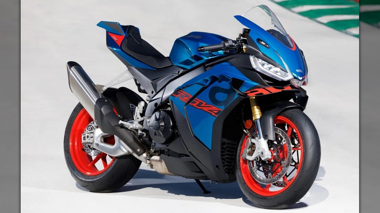 Aprilia RSV4 parked on a racetrack