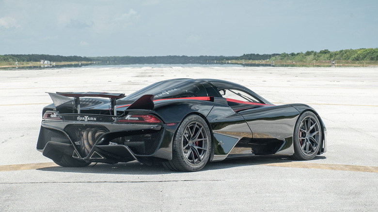 SSC Tuatara parked, rear-right three-quarter view