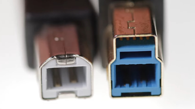 USB type B ports side by side