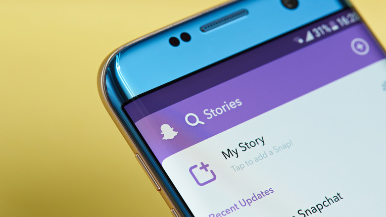 Snapchat stories menu close-up