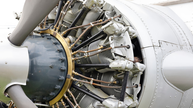 Close-up of Pratt & Whitney R-2800 Double Wasp 18-cylinder aircraft engine