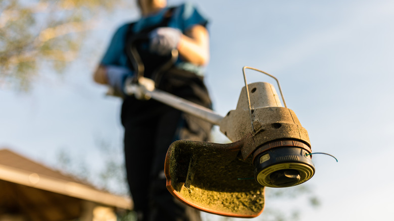 Close up of weed eater
