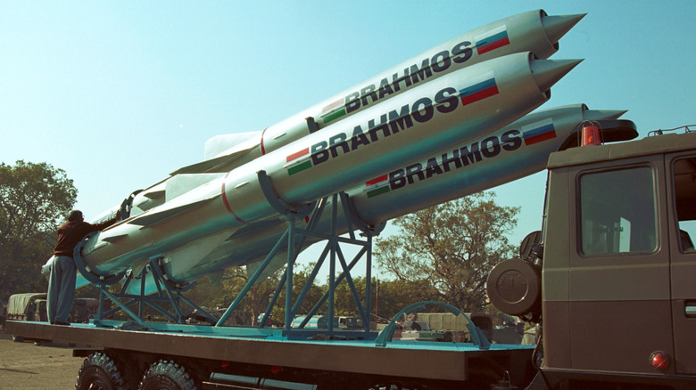 BrahMos missiles on back of truck
