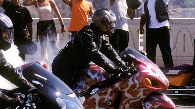 Smoke on his 1999 Suzuki Hayabusa.
