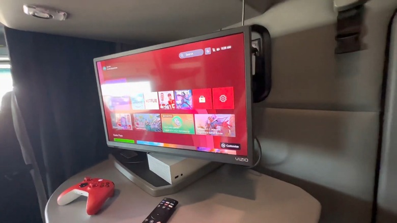 A Kenworth Semi Interior With a Flat Screen TV