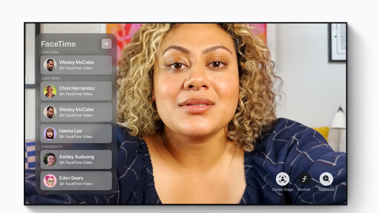 FaceTime on AppleTV showing F button