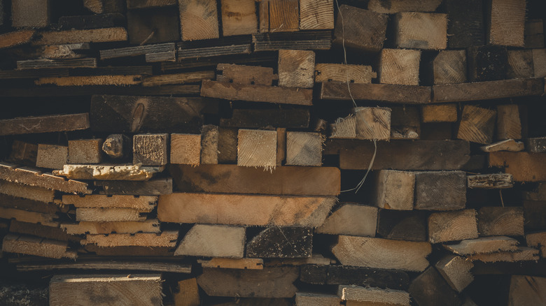 Piles of milled lumber