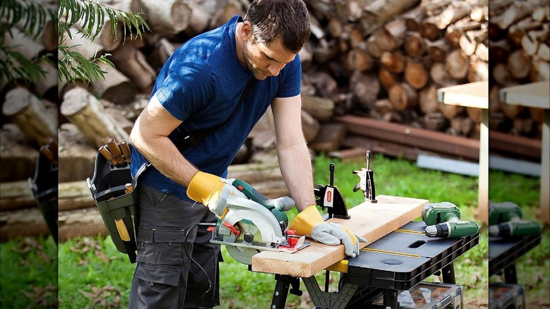man working on Keter Folding Table