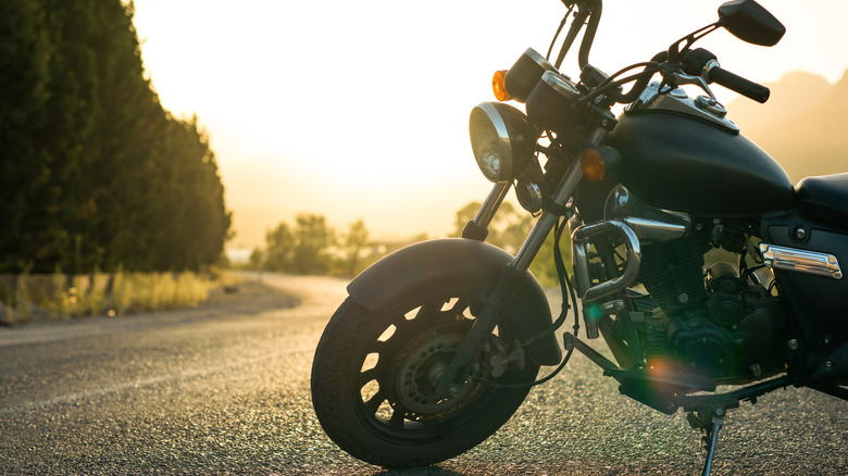 Motorcycle sitting on road