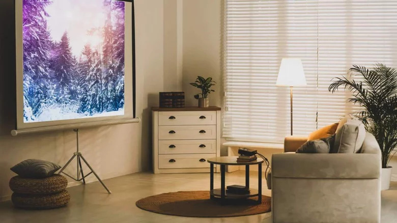 projector screen in living room
