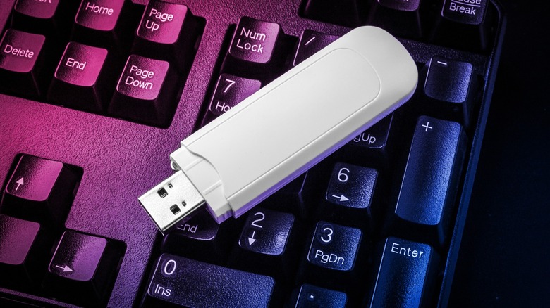 Pen drive on a keyboard