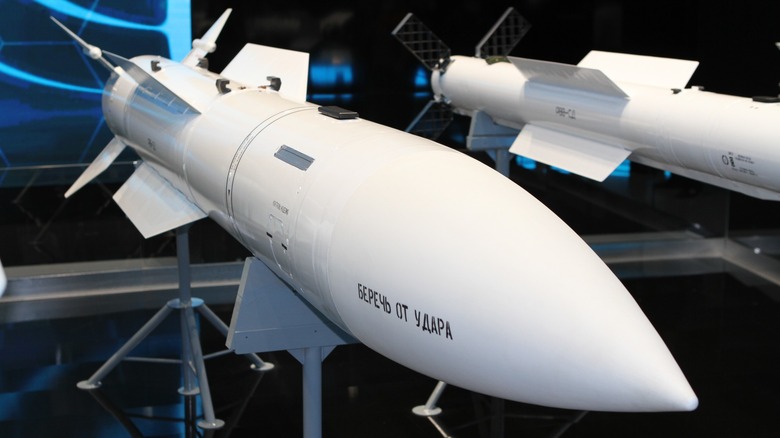An R-47 Russian air-to-air missile on display
