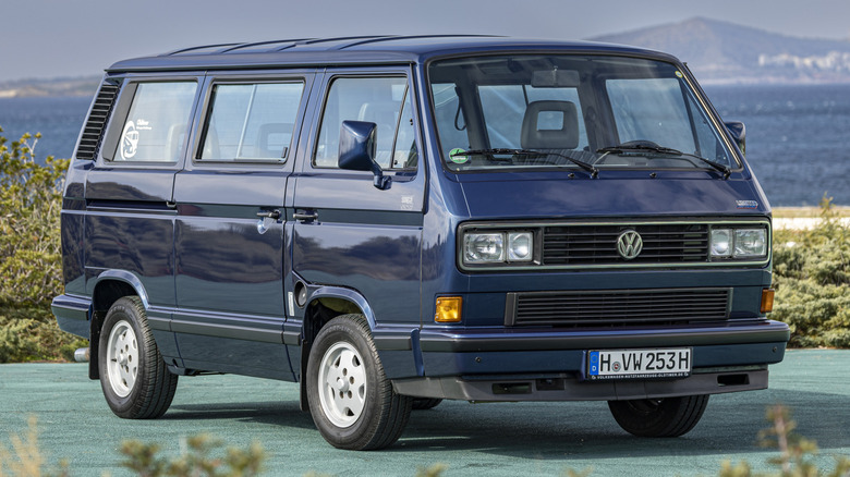 A dark blue Volkswagen Vanagon Limited Last Edition parked