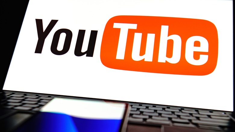 The old YouTube logo on a screen.