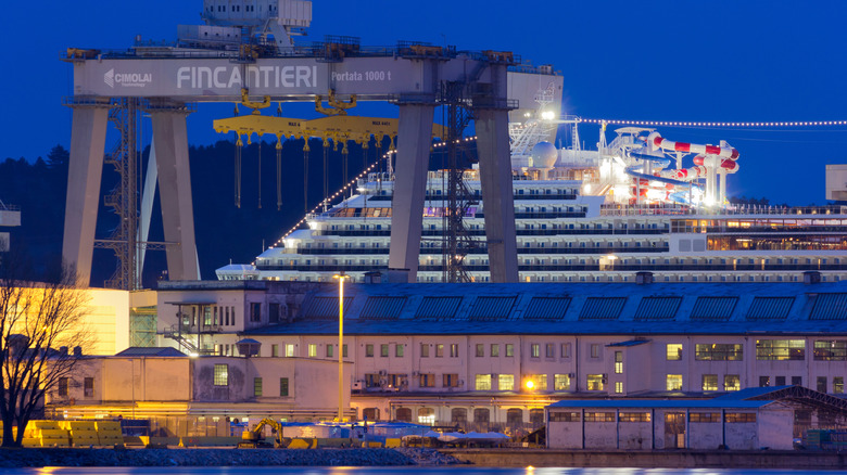 Carnival Horizon giant cruise ship in the Fincantieri Monfalcone shipyard
