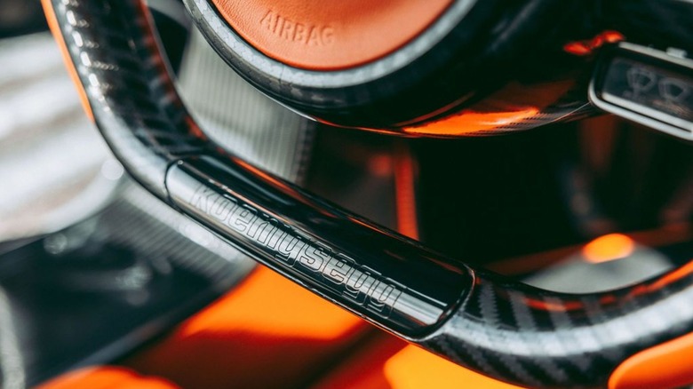 Koenigsegg logo on Jesko Attack steering wheel