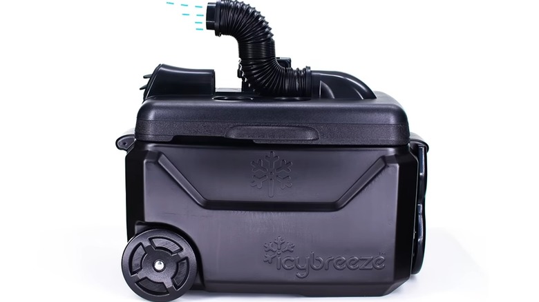 A black IcyBreeze cooler against a white background