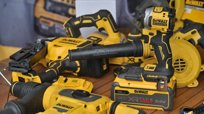 DeWalt tools on table