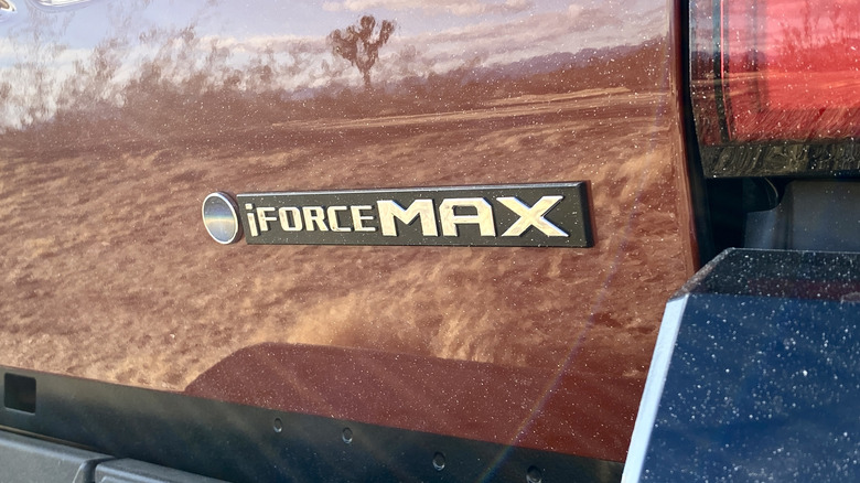 Toyota Tacoma i-Force MAX badge on rear tailgate