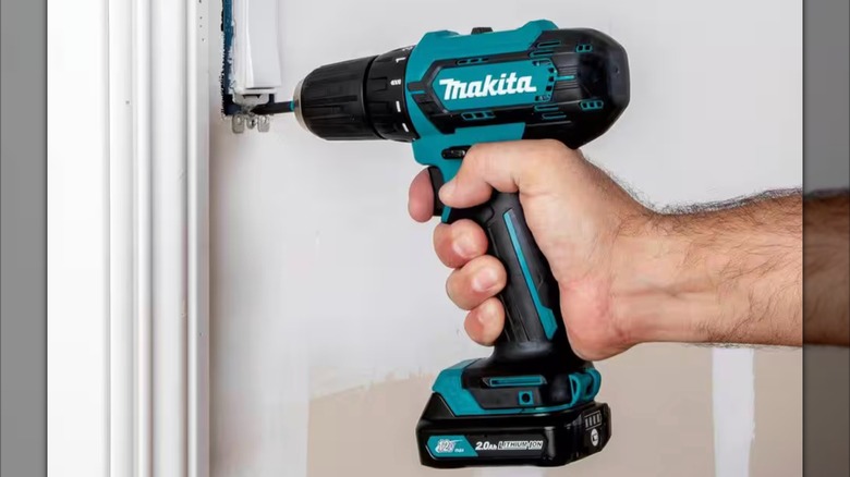 Makita 12V max CXT Cordless ⅜-inch Driver‑Drill in use