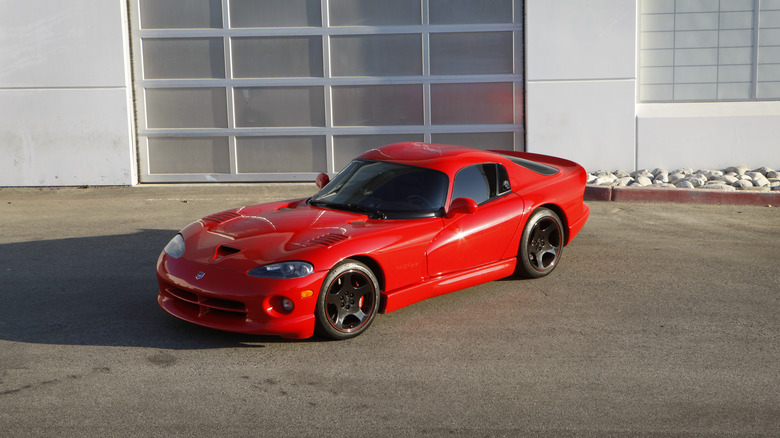 A red Dodge Viper GTS on a sunny day