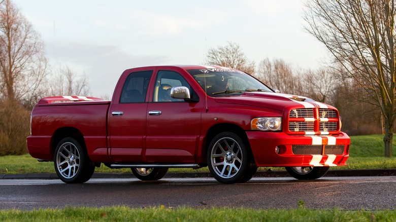 Red Dodge Ram SRT-10 in motion